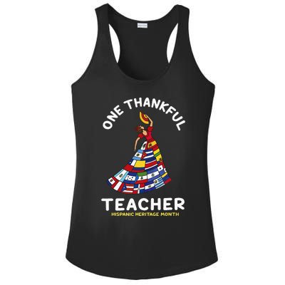 One Thankful Teacher Hispanic Heritage Month Countries Flags Ladies PosiCharge Competitor Racerback Tank