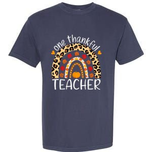 One Thankful Teacher Thanksgiving Rainbow Leopard Fall Garment-Dyed Heavyweight T-Shirt