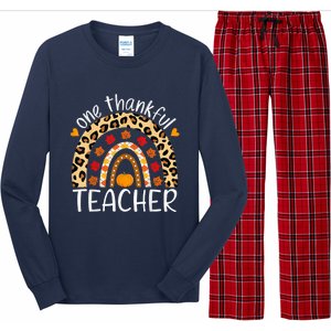 One Thankful Teacher Thanksgiving Rainbow Leopard Fall Long Sleeve Pajama Set