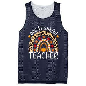 One Thankful Teacher Thanksgiving Rainbow Leopard Fall Mesh Reversible Basketball Jersey Tank