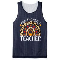 One Thankful Teacher Thanksgiving Rainbow Leopard Fall Mesh Reversible Basketball Jersey Tank