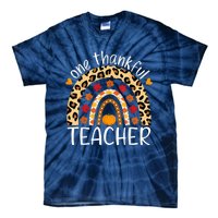 One Thankful Teacher Thanksgiving Rainbow Leopard Fall Tie-Dye T-Shirt