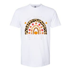 One Thankful Teacher Thanksgiving Rainbow Leopard Fall Softstyle CVC T-Shirt