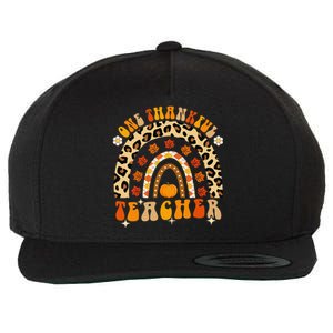 One Thankful Teacher Thanksgiving Rainbow Leopard Fall Wool Snapback Cap