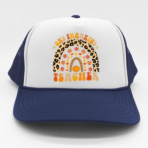 One Thankful Teacher Thanksgiving Rainbow Leopard Fall Trucker Hat