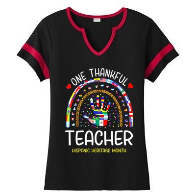 One Thankful Teacher Hispanic Heritage Month Countries Ladies Halftime Notch Neck Tee