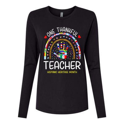 One Thankful Teacher Hispanic Heritage Month Countries Womens Cotton Relaxed Long Sleeve T-Shirt