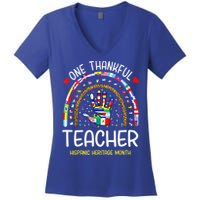 One Thankful Teacher Hispanic Heritage Month Countries Women's V-Neck T-Shirt