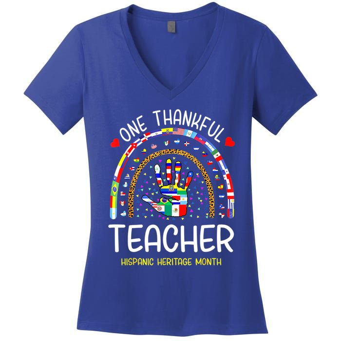 One Thankful Teacher Hispanic Heritage Month Countries Women's V-Neck T-Shirt