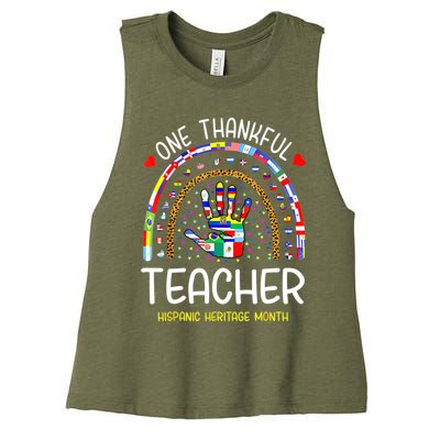 One Thankful Teacher Hispanic Heritage Month Countries Women's Racerback Cropped Tank