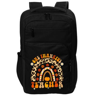 One Thankful Teacher Thanksgiving Rainbow Leopard Fall Impact Tech Backpack