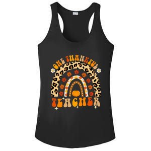 One Thankful Teacher Thanksgiving Rainbow Leopard Fall Ladies PosiCharge Competitor Racerback Tank