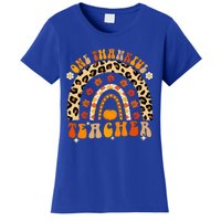 One Thankful Teacher Thanksgiving Rainbow Leopard Fall Women's T-Shirt