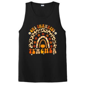 One Thankful Teacher Thanksgiving Rainbow Leopard Fall PosiCharge Competitor Tank