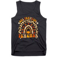 One Thankful Teacher Thanksgiving Rainbow Leopard Fall Tank Top