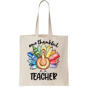 One Thankful Teacher Thanksgiving Turkey Cute Pencil Tote Bag