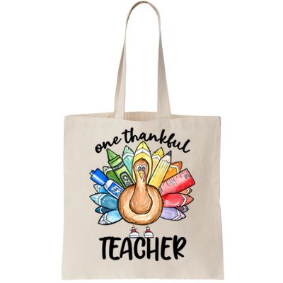 One Thankful Teacher Thanksgiving Turkey Cute Pencil Tote Bag