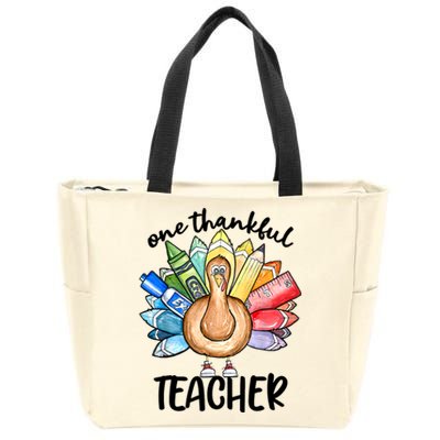 One Thankful Teacher Thanksgiving Turkey Cute Pencil Zip Tote Bag