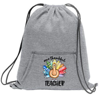 One Thankful Teacher Thanksgiving Turkey Cute Pencil Sweatshirt Cinch Pack Bag