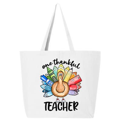 One Thankful Teacher Thanksgiving Turkey Cute Pencil 25L Jumbo Tote