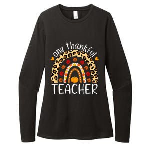 One Thankful Teacher Rainbow Leopard Teachers Thanksgiving Womens CVC Long Sleeve Shirt