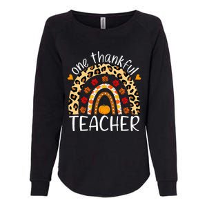 One Thankful Teacher Rainbow Leopard Teachers Thanksgiving Womens California Wash Sweatshirt