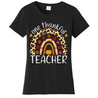 One Thankful Teacher Rainbow Leopard Teachers Thanksgiving Women's T-Shirt