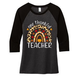 One Thankful Teacher Rainbow Leopard Teachers Thanksgiving Women's Tri-Blend 3/4-Sleeve Raglan Shirt