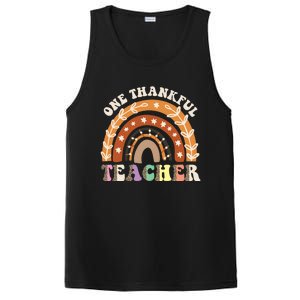 One Thankful Teacher Leopard Rainbow Pumpkin Thanksgiving Gift PosiCharge Competitor Tank