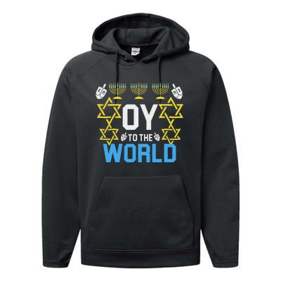 Oy To The World Hanukkah Funny Jewish Performance Fleece Hoodie