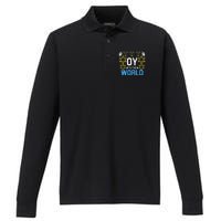 Oy To The World Hanukkah Funny Jewish Performance Long Sleeve Polo