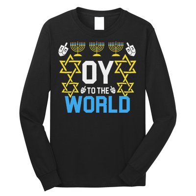 Oy To The World Hanukkah Funny Jewish Long Sleeve Shirt