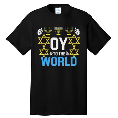 Oy To The World Hanukkah Funny Jewish Tall T-Shirt