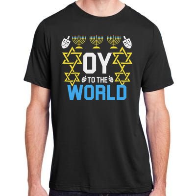 Oy To The World Hanukkah Funny Jewish Adult ChromaSoft Performance T-Shirt