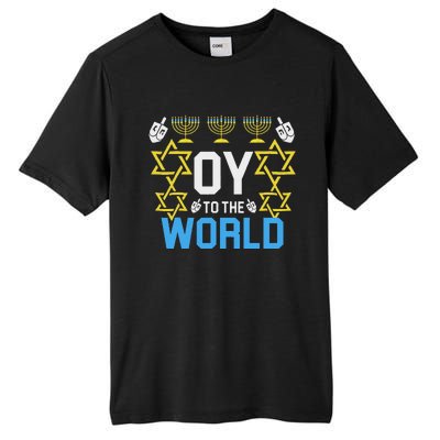 Oy To The World Hanukkah Funny Jewish Tall Fusion ChromaSoft Performance T-Shirt