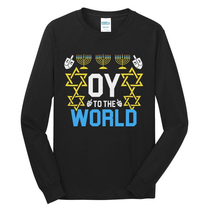 Oy To The World Hanukkah Funny Jewish Tall Long Sleeve T-Shirt