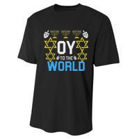 Oy To The World Hanukkah Funny Jewish Performance Sprint T-Shirt