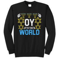 Oy To The World Hanukkah Funny Jewish Tall Sweatshirt