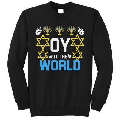 Oy To The World Hanukkah Funny Jewish Tall Sweatshirt