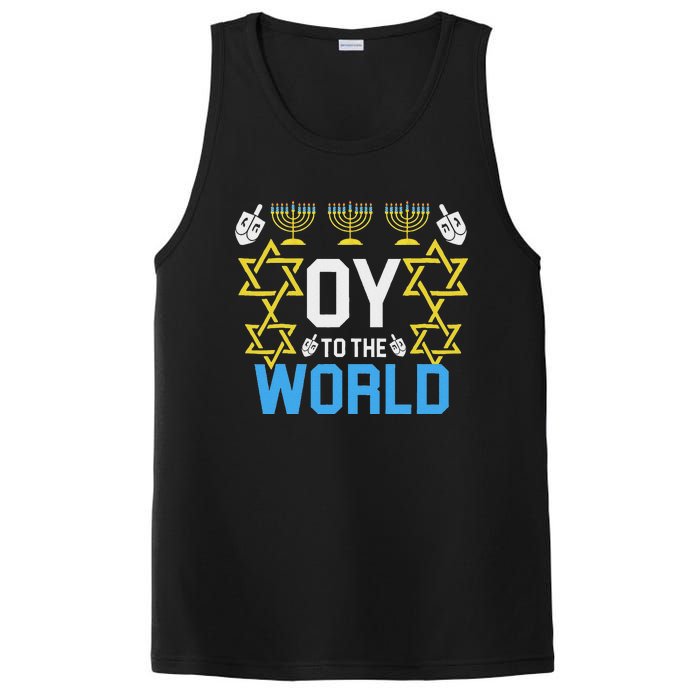 Oy To The World Hanukkah Funny Jewish PosiCharge Competitor Tank