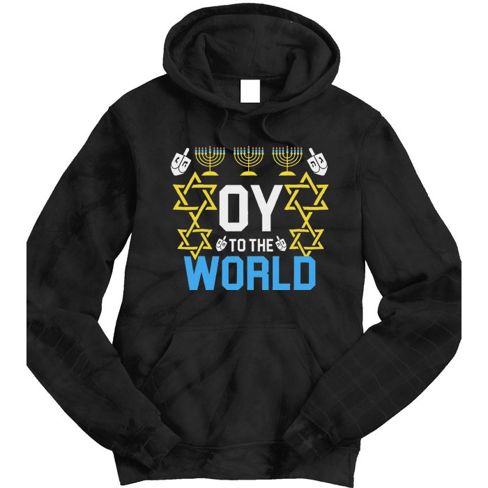 Oy To The World Hanukkah Funny Jewish Tie Dye Hoodie