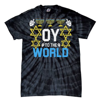 Oy To The World Hanukkah Funny Jewish Tie-Dye T-Shirt