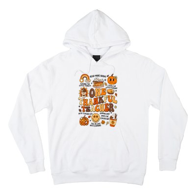 One Thankful Teacher Retro Groovy Fall Teachers Thanksgiving Day Gift Hoodie