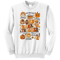 One Thankful Teacher Retro Groovy Fall Teachers Thanksgiving Day Gift Sweatshirt