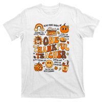 One Thankful Teacher Retro Groovy Fall Teachers Thanksgiving Day Gift T-Shirt