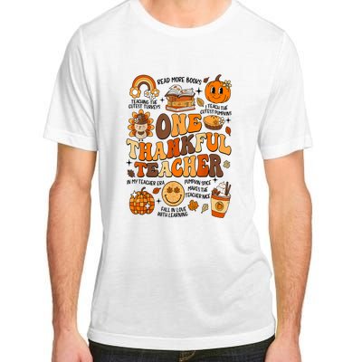 One Thankful Teacher Retro Groovy Fall Teachers Thanksgiving Day Gift Adult ChromaSoft Performance T-Shirt