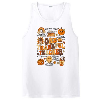 One Thankful Teacher Retro Groovy Fall Teachers Thanksgiving Day Gift PosiCharge Competitor Tank