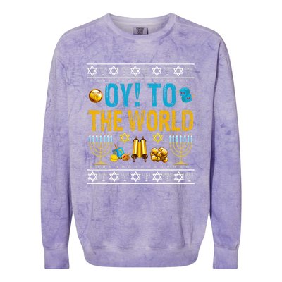 Oy To The World Jewish Gift   Colorblast Crewneck Sweatshirt