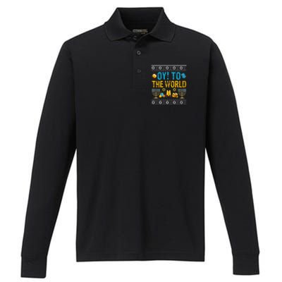 Oy To The World Jewish Gift   Performance Long Sleeve Polo