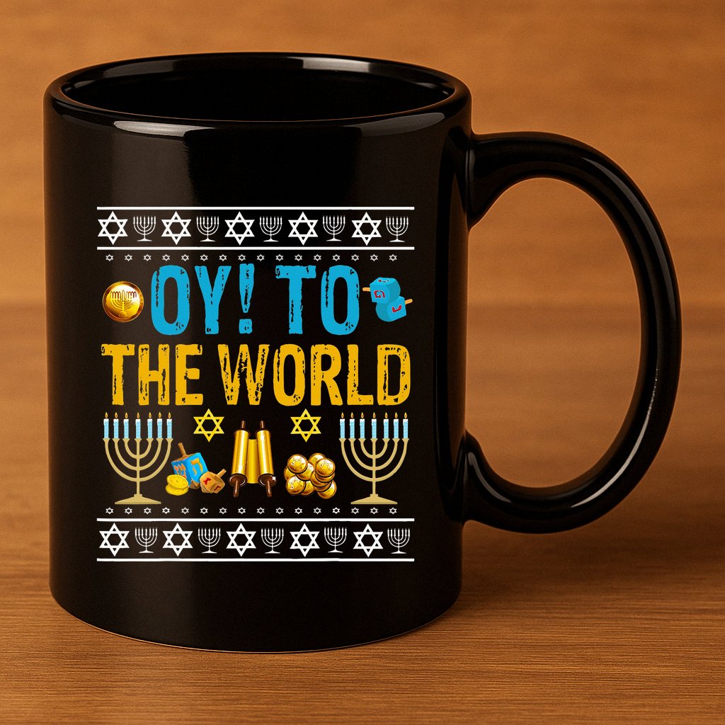 Oy To The World Jewish Gift   11oz C Handle Ceramic Mug